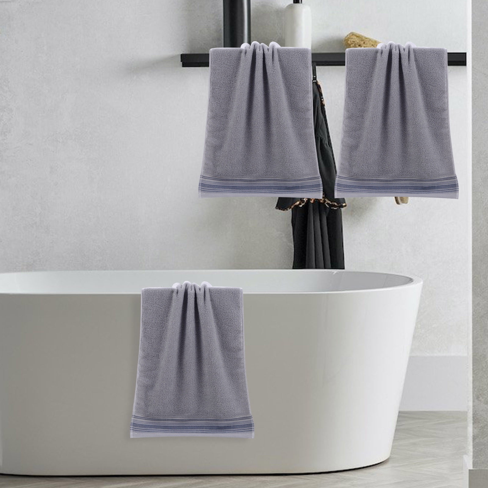 12-Pack Soft Polyester Embroidered Bath Hand Face Towels for Home Bathroom, Guest, Spa, Gym, Travel - Lightweight Quick-Drying Bulk Towel Set (12)