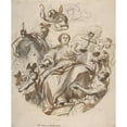 thumbnail image 2 of Lorenzo De' Ferrari 15x18 Black Ornate Wood Framed Double Matted Museum Art Print Titled - Study of Justice Dispensing Rewards to the Arts (1680-1744), 2 of 5