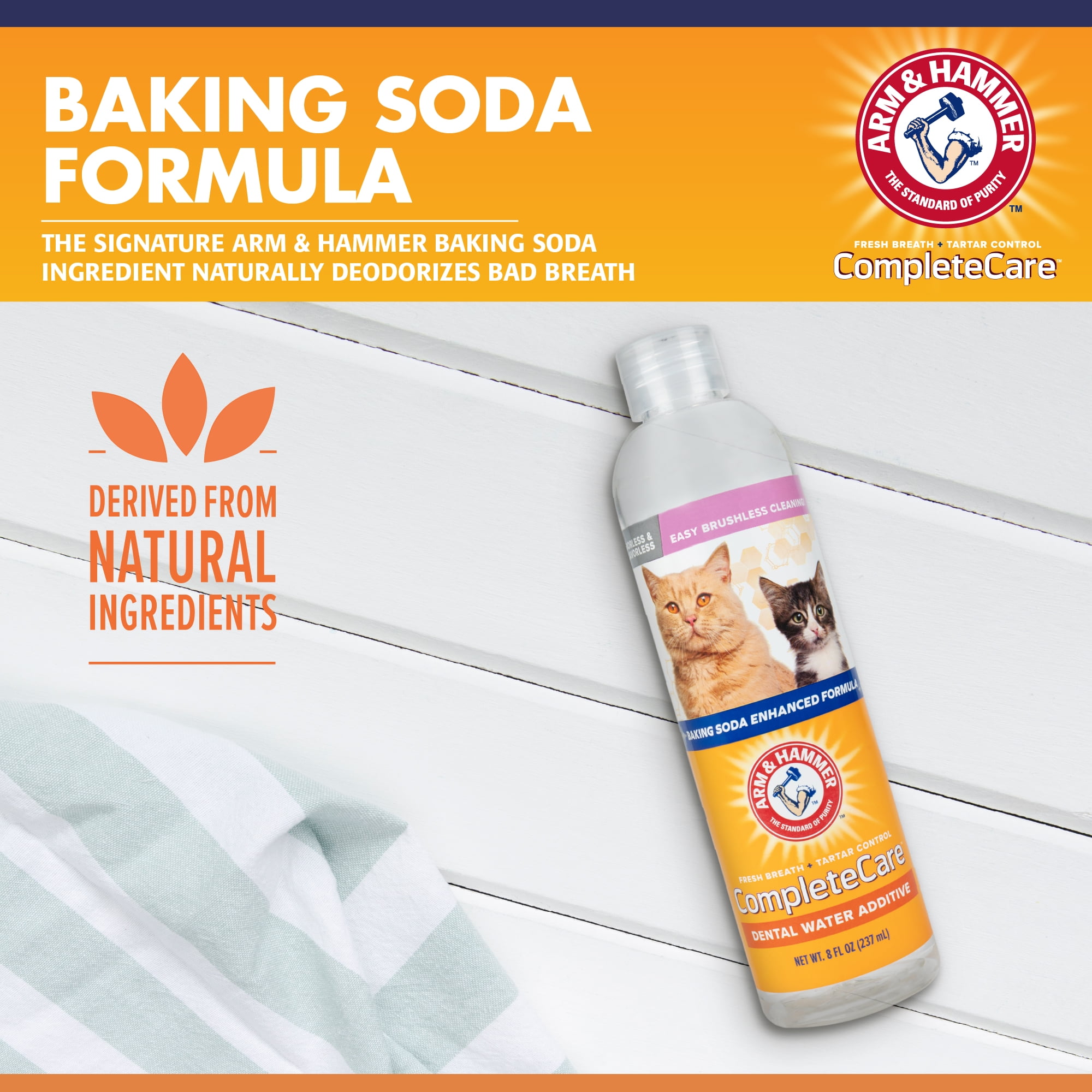 (2 pack) Arm & Hammer Complete Care Dental Water Additive for Cats, 8 fl oz