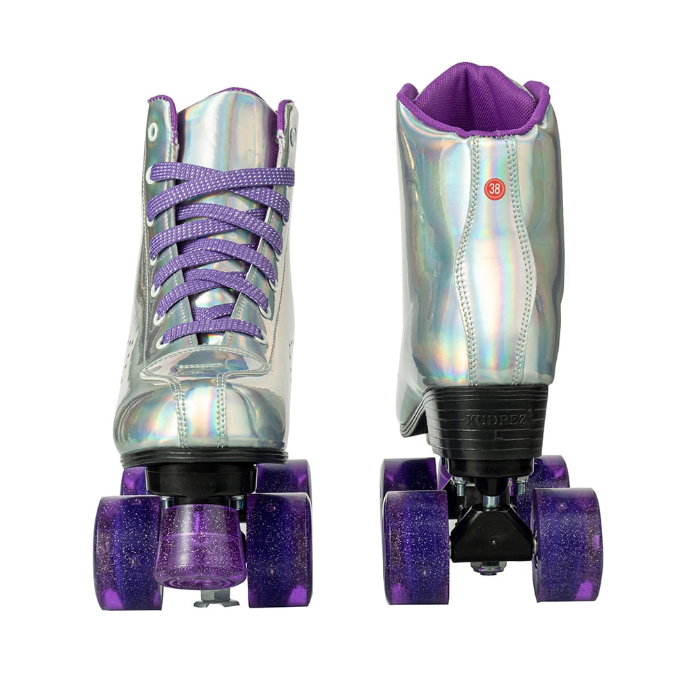 EONROACOO Sliver Roller Skates for Women Girls Light up 4 Wheels Skates,Adult(Women 7/Men 5.5)
