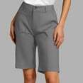 thumbnail image 2 of UVEASISHA Summer Shorts for Women Twill Casual Bermuda Shorts Solid Color Button Zip Short Pants with Pockets Pantalones de verano para mujer Dark Gray S, 2 of 7