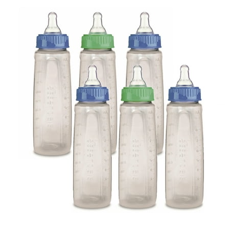 First Essentials by NUK Bottle, 10 oz, Medium Flow, 6-Pack, Colors May Vary
