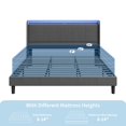 thumbnail image 4 of Full Size Bed Frame with LED Lights and Charging Station, Fabric Upholstered Platform Full Bed Frame with Headboard, No Box Spring Needed Bedframe, Noise Free, Easy Assembly, Gray, 4 of 8