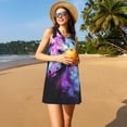 thumbnail image 3 of Wukai Rainbow Spotted White Horse Print Women's Sleeveless Dress, Loose Fit Casual Dress for Women, Comfortable Sleeveless Summer Dress, 3 of 7