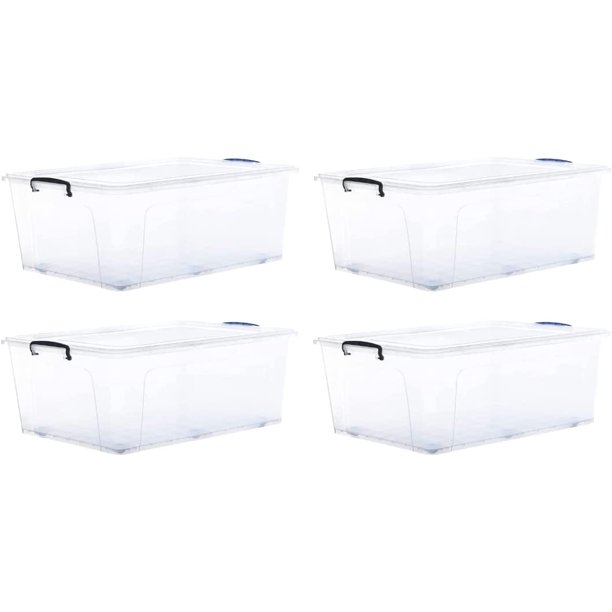 Superio Clear Plastic Storage Bins with Lids, 32 Quart (2 Pack