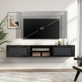 thumbnail image 5 of Wampat 2-Tier Floating TV Stand for 80" TVs, Wall Mounted Media Console Entertainment Center with Power Outlet, Floating TV Shelf for Living Room, Bedroom, Black, 5 of 10