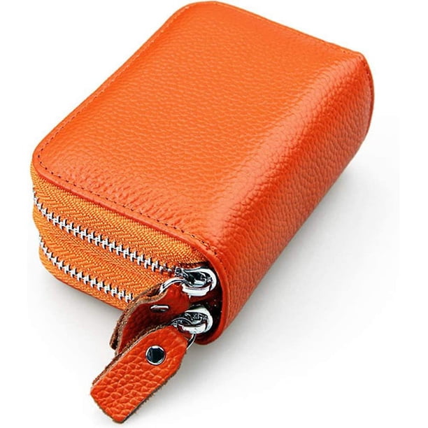 Bolsa de herramientas Tarjetero plegable delgado para mujer con bolsillo con cremallera Qb01 (naranja)