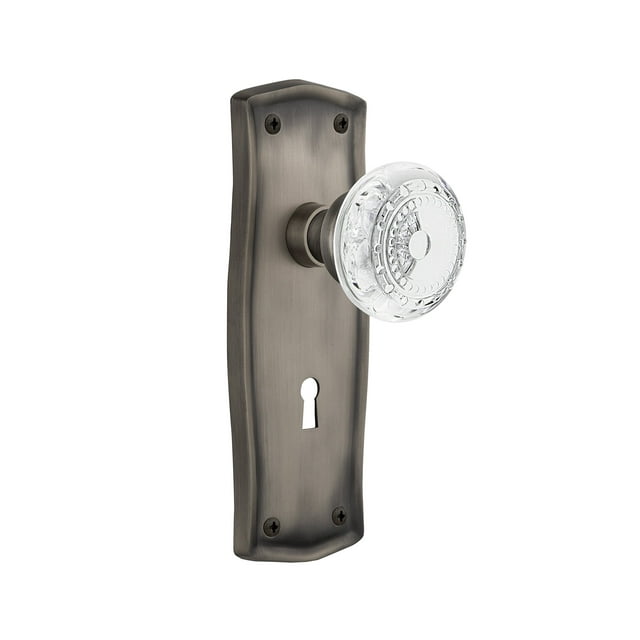 Nostalgic Warehouse 752191 Passage Prairie Plate with with Keyhole Crystal Meadows Knob, Backset Size: 2.75", Antique Pewter
