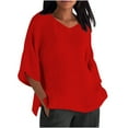 thumbnail image 2 of Guieoi Womens Tops Plus Size Women's Trendy Fall V Neck Three-quarter Sleeve Solid Red Black*Friday/Cyber*Monday, 2 of 6