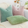 thumbnail image 7 of COOKCOK Chenille Black Throw Pillow Covers 18x18 Inch Set of 2, Decorative Soft Couch Pillow Covers Solid Dyed Accent Farmhouse Neutral Square Pillow Cases for Sofa Bed Living Room, Pink, 7 of 7