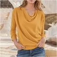 thumbnail image 2 of Annhoo Womens Cowl Neck Shirts Business Long Sleeve Solid Color Blouses Tunic Fall Winter Dressy Casual Outfits Clothes, 2 of 5