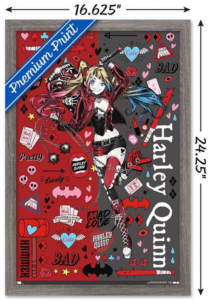 DC Comics - Harley Quinn Anime - Icons Wall Poster, 14.725" x 22.375", Framed