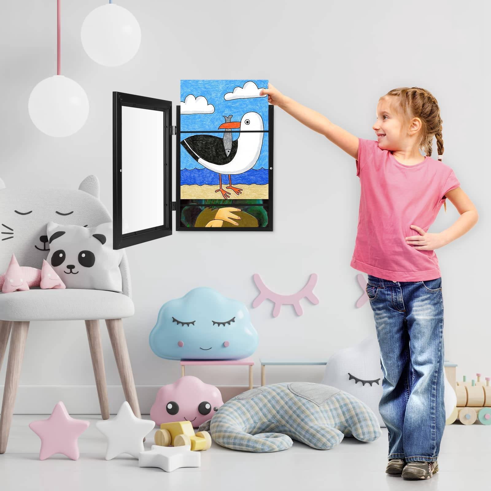 WSBArt Kids Art Frames, 8.5x11 Front Opening Kids Artwork Frames Changeable,Artwork Display Storage Frame for Wall,Holds 50 Pcs,for 3D Picture,A4 Art-Work,Crafts,Children Drawing,Hanging Art,Portfolio