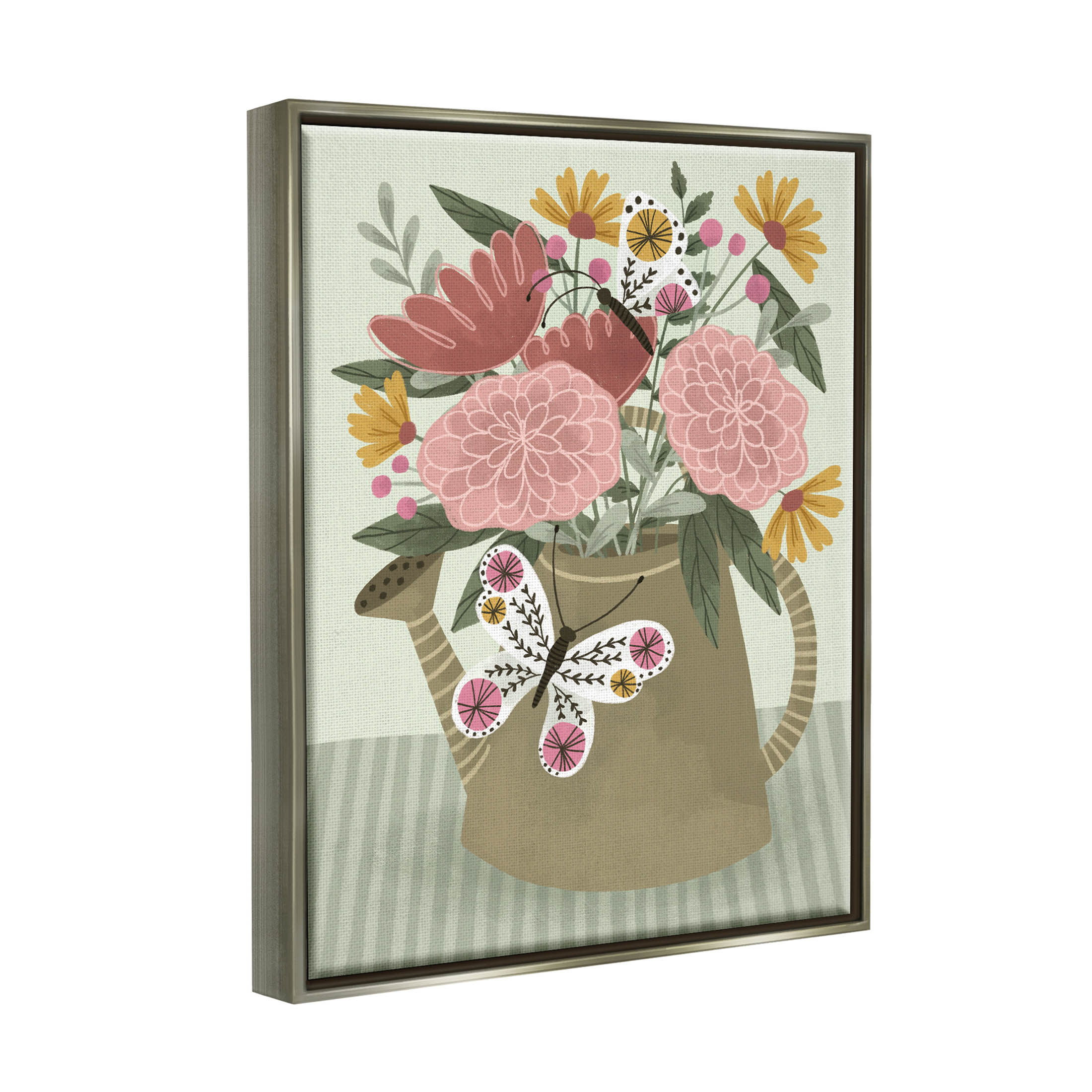 Mixed Dahlia Gardening Bouquet Botanical & Floral Graphic Art Luster Gray Framed Art Print Wall Art