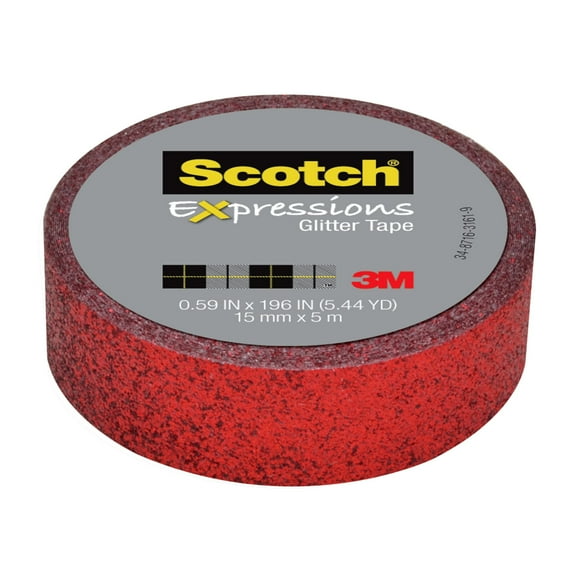 3M Expressions Glitter Tape, .59 in x 196 in, Red
