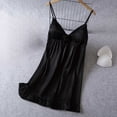 thumbnail image 2 of Feancey Chemise Nightgowns for Women with Built In Bra Lace Up V-Neck Lingerie Pajamas Spaghetti Strap Sleeveless Babydoll Nightgown Cozy Cami Dress Black L, 2 of 9