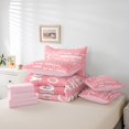 thumbnail image 6 of Manfei Pink Romantic Cartoon 7-Piece Twin Bedding Sets, Inspirational Words Bedding Comforter Set, Teens Kids Girls Female Reversible Sheet Sets, Luxury Bedroom Decor, 6 of 8