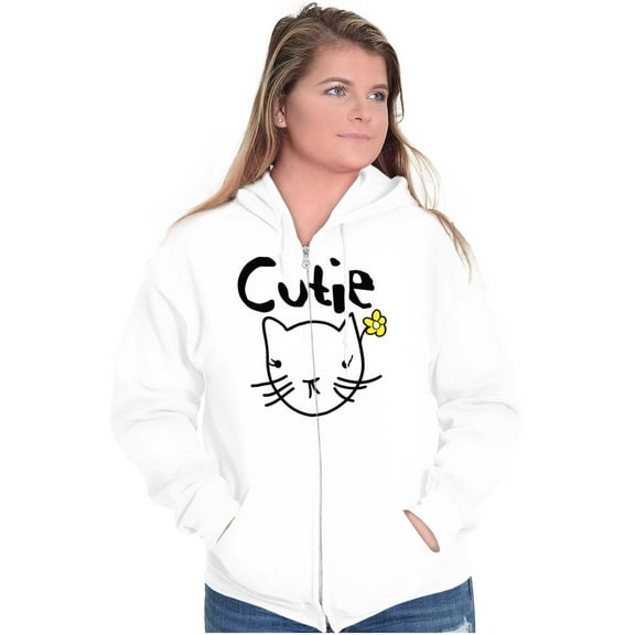 Crazy Cat Lady Cutie Feline Kitty Womens Plus Size Graphic Zipper Hoodie Brisco Brands 2X