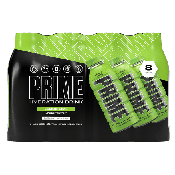 Prime Hydration Lemon Lime 16.9oz 8 Pk