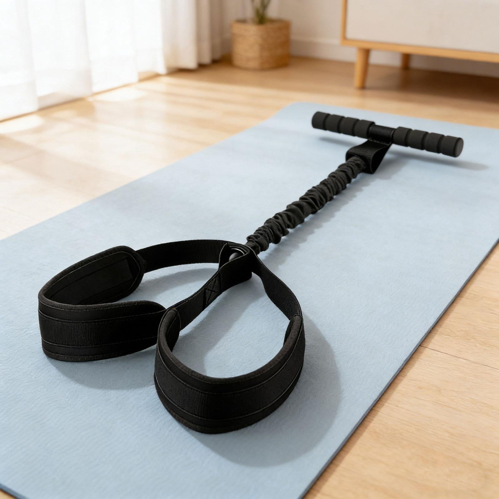 Baoblaze Adjustable Tension Pedal Resistance Band with Handle Latex Stretch Rope for Home Black