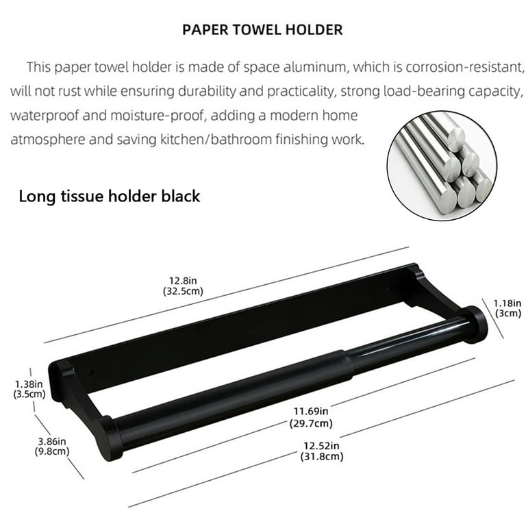 Luxsego Paper Towel Rack Under Cabinets, 1.4 Hanging & No Drilling Paper  Towel Hanger for Kitchen Cabinets Bathroom, Stainless Steel, Double Support