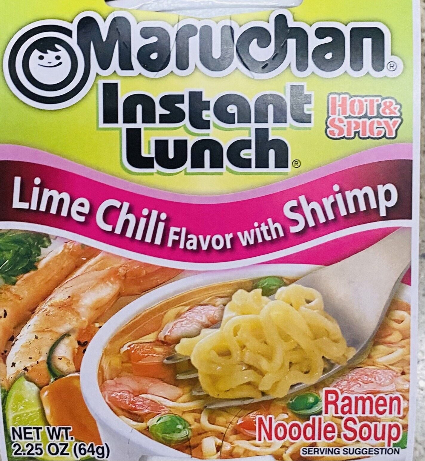 Maruchan Hot & Spicy Shrimp Ramen Noodle Soup, 2.25 oz, Pack of 12