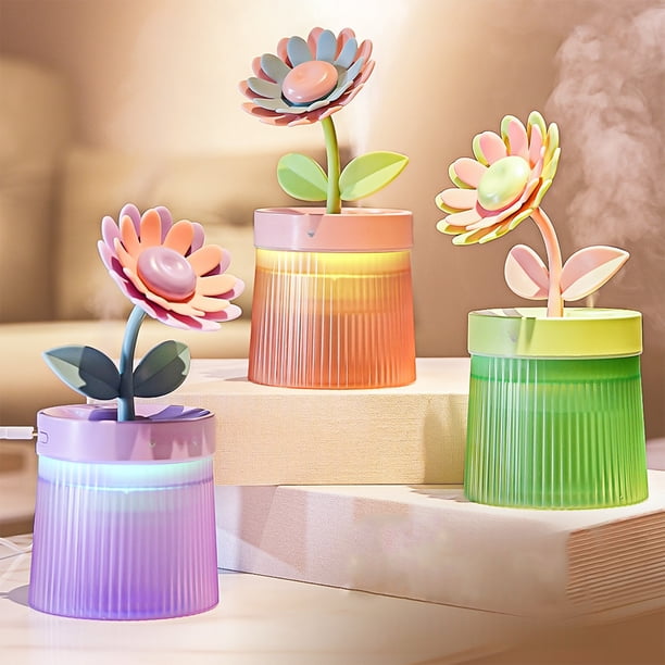 Humidificador USB con luz nocturna | Purificador de aire mini de niebla fresca y silenciosa para dormitorio, oficina, plantas, coche | Tanque de 260ML | Fácil de limpiar | Portátil con alimentación