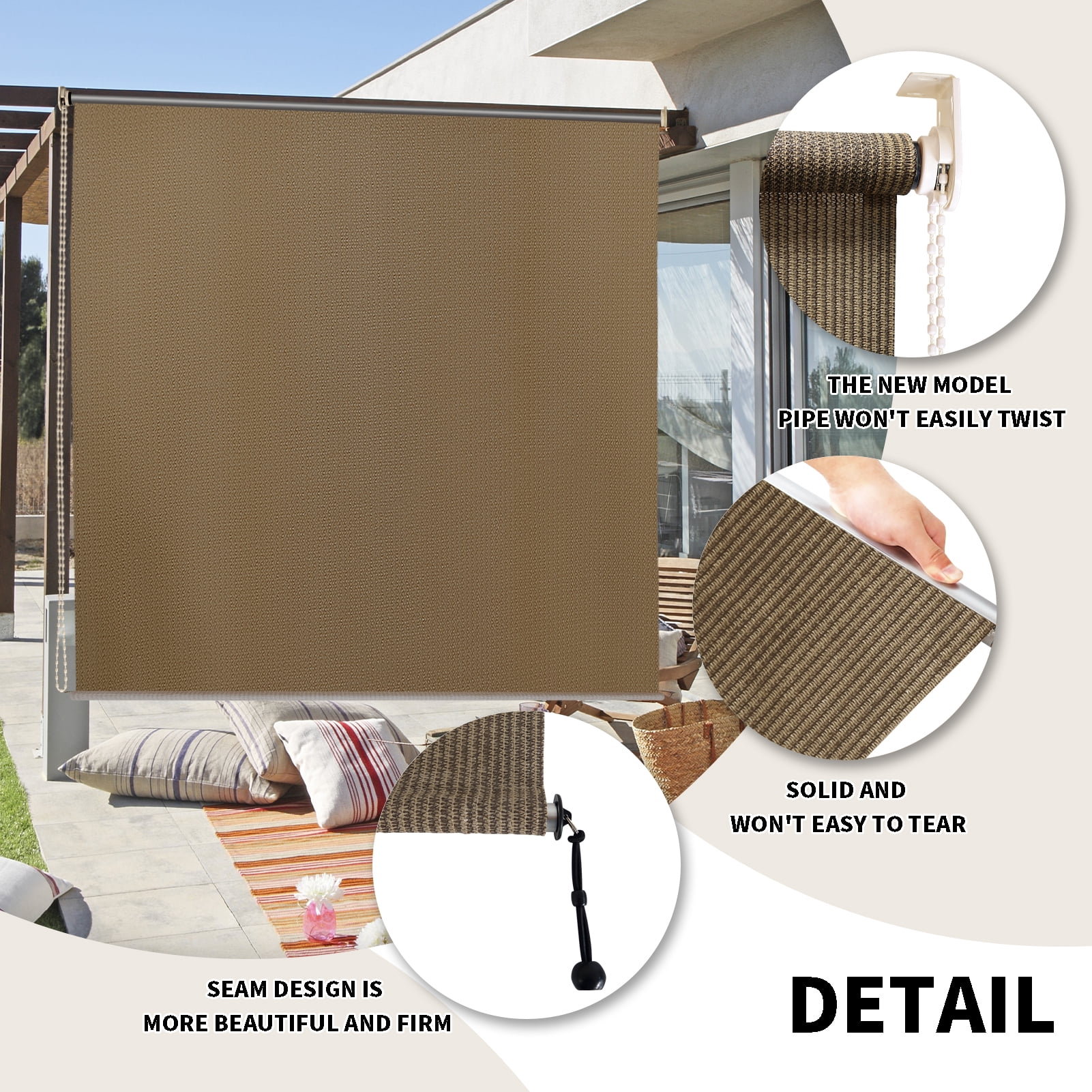 6'X6' HDPE Spliced Roller Shutter, Walnut