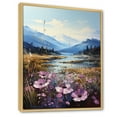 thumbnail image 2 of Designart "Mountain'S Violet Floral Tranquility I" Violets Floater Framed Wall Art Prints, 2 of 5