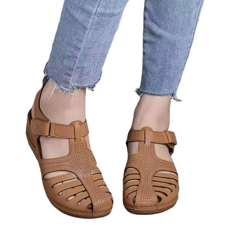 

Closed-toe Sandals | Stylish Hollow Design Platform Women Wedge Sandal | Casual Summer Shoes with Buckle Ankle Strap for Women