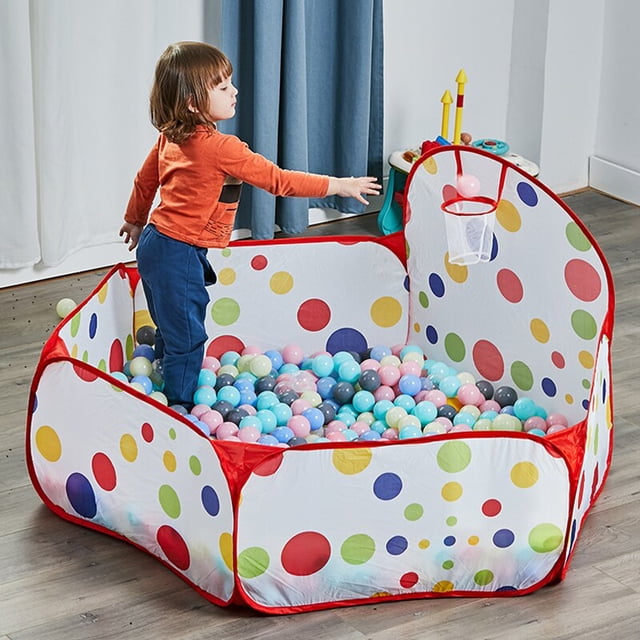 Baby Ball Pool Ball Pit Children's Tent Baby Playpen Playpen Baby Park Playground Dry Pool Balls with Basketball Hoop heqiyong LED