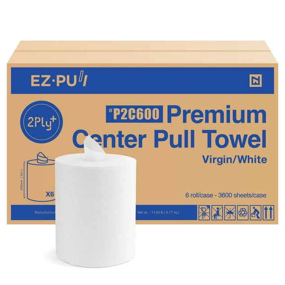 EZbrnd Premium 2ply  Centerpull Centerfeed Paper Hand Towels, FSC certified white, 6 rolls x 600 sheets, P2C600
