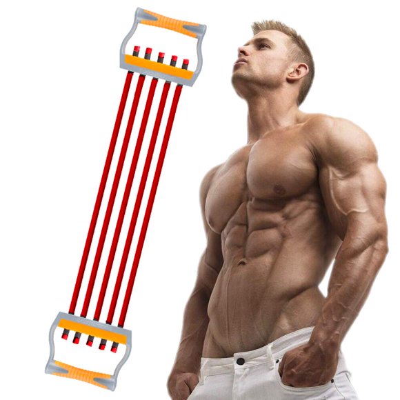 TOCO FREIDO Expanseur de Poitrine, Entraîneur de Force des Bras Ajustable à 5 Tubes, Bandes de Résistance d'Exercice pour l'Entraînement Musculaire à Domicile (25 Lb)