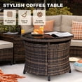 thumbnail image 6 of MEISSALIVVE 11-Piece Half-Moon Curved Outdoor Patio Furniture Set, Sectional Conversation Sofa with Wood Armrests, Round Coffee Table for Backyard Deck Garden, Beige, 6 of 9