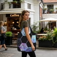 thumbnail image 6 of Geometric Hexagon Modern Black Blue Foldable Reusable Shopping Bag Large Capacity Tote Handbag Storage Pouch for Travel Work, 6 of 6