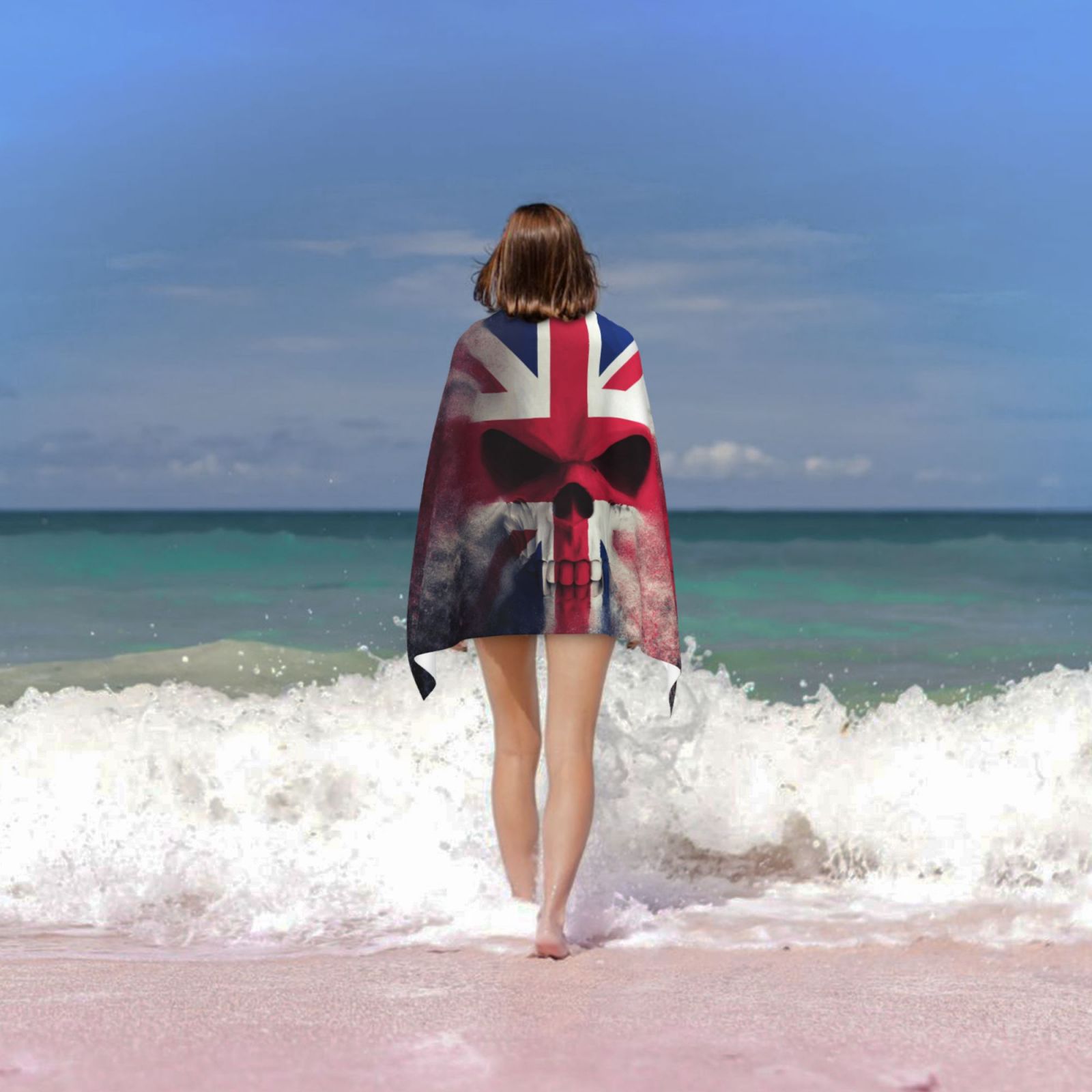 Skull Face Union Jack Uk Flag Beach Bath Towel Gym Spa Shower Towels Pool Soft 32" X 52" for Men Women