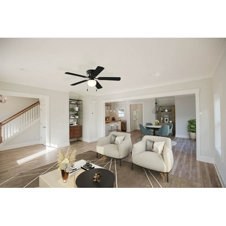 Mainstays 52 inch Hugger Indoor Ceiling Fan with Light Kit, Black, 5 Blades,, Reverse Airflow