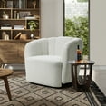 thumbnail image 3 of LuxenHome Modern Upholstered Ivory Boucle Swivel Barrel Accent Chair, 3 of 9