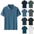 thumbnail image 1 of JDQJBZ Chemises pour Hommes Couleur Unie Manches Courtes Chemise Décontractée Col Rabattu Haut Été Vêtements de Golf, 1 of 5