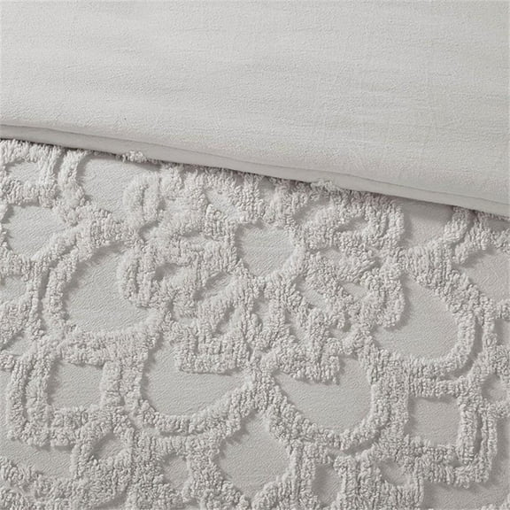 Pemberly Row 3 Piece Tufted Cotton Chenille Medallion Duvet Cover Set