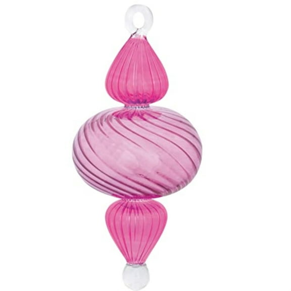Pink Organic Luster Swirl Ball Egyptian Glass Christmas Ornament Made in Egypt