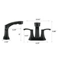 thumbnail image 6 of Bathroom Faucet with Pull Out Sprayer, 2 Handle 4 Inch Faucet Utility Sink Faucet, Matte Black, 6 of 6