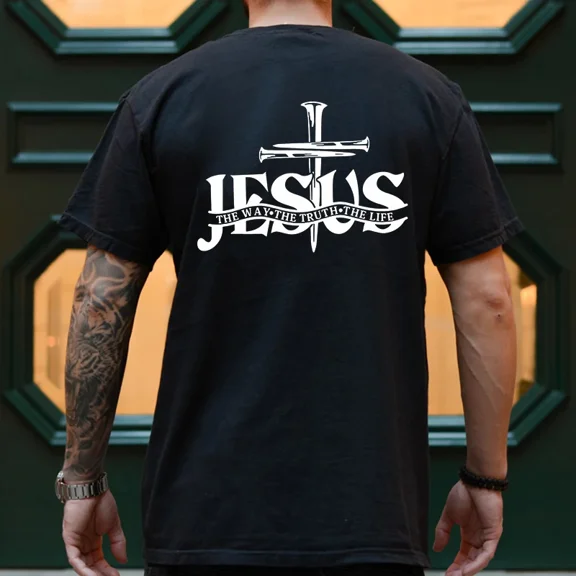 Men Tee Shirt Jesus Christ Back Printing T-Shirt Fashion Graphic Tops Gift For Christian Jesus Streetwear Oversized Y2k Clothing