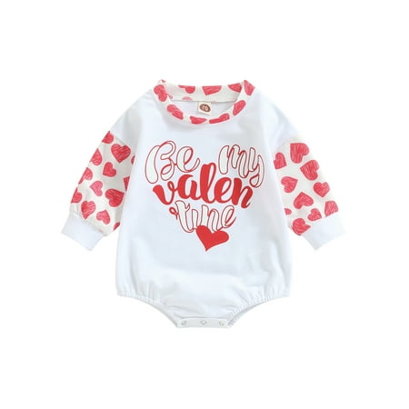 

Meihuida Valentine s Day Baby Girls Jumpsuits Casual Heart Letter Print Long Sleeves Romper for Infant Toddler