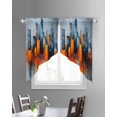 thumbnail image 3 of Blue Burnt Orange Swag Valances for Windows, Modern Oil Painting Geometric Abstract Rod Pocket Sheer Valances for Windows, Swag Toppers Light Filtering for Kitchen Living Room 2 Panels 28''x36'', 3 of 6