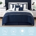 thumbnail image 2 of Lanco Coleen Geometric 7-Piece Comforter Set, Navy, Queen, Fill Polyester, 2 of 7