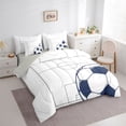 thumbnail image 2 of Erosebridal Boys Girls Soccer Print Twin Bedding Sets 7-Piece,Sport Gamer Bedding Comforter Set for Kids Teens,Grey Reversible,Super Cozy Room Decor, 2 of 6