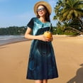 thumbnail image 4 of Balery Undersea Shark Vestidos sueltos de manga corta para mujer, vestidos de verano 2025, vestidos casuales de corte A con vuelo., 4 of 6