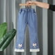 thumbnail image 2 of Odeerbi 4-14 Años Niñas Vaqueros Flamed Lace Trim Bow Denim Pantalones Casual Loose Cowboy Pantalones de Piernas Anchas, 2 of 3