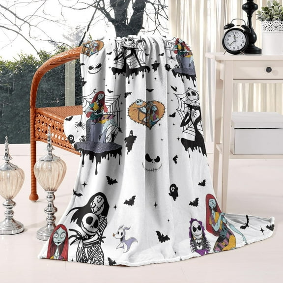 Halloween Nightmare Before Warm Flannel Blanket Soft Christmas Jack Skeleton Throws for Couch Bed Chair and Blanket for All Season, 40" X 50"